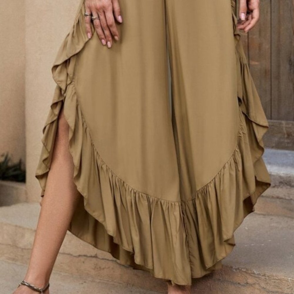 BOHO DOLLZ Wide Leg Pants tan - Picture 4 of 7